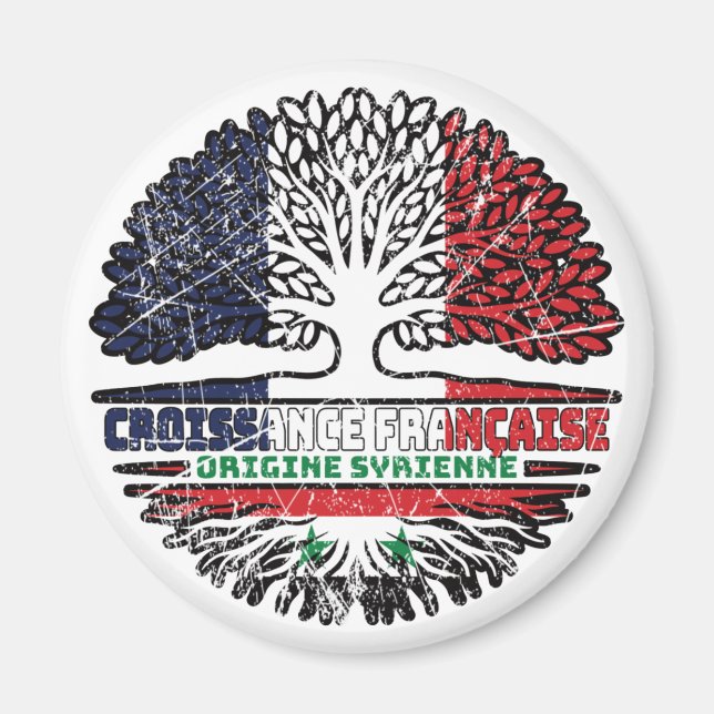 Syria Syrian French France Tree Roots Flag Magnet (Front)