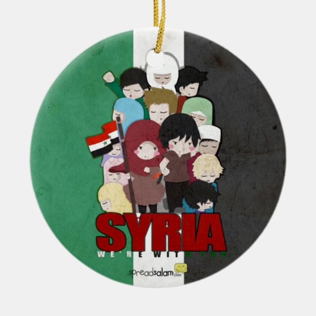 SYRIA - We're With You Ceramic Tree Decoration (Front)