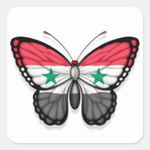Syrian Butterfly Flag Square Sticker
