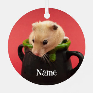 Syrian Pet Hamster - Standard Hamster - Teddy Bear Metal Tree Decoration