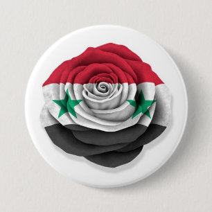 Syrian Rose Flag on White 7.5 Cm Round Badge