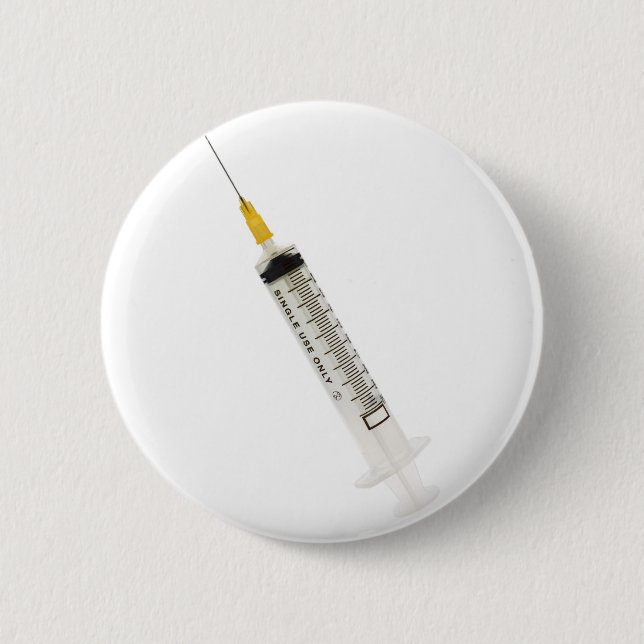 Syringe 6 Cm Round Badge (Front)