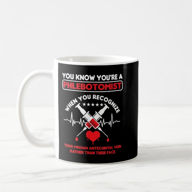 Syringe Phlebotomist Phlebotomy Doctor Heart Pulse Coffee Mug (Left)