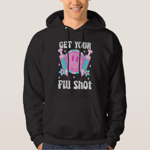 syringe retro medical get your flu shot caregiver  hoodie