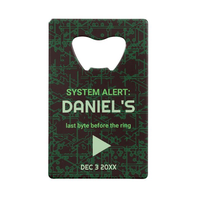 System Alert Hacker Bachelor Party Bottle Opener (Front)