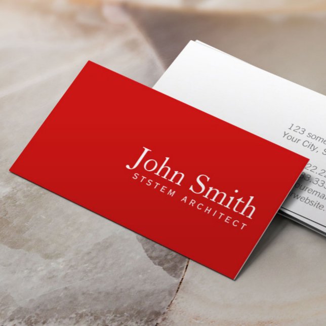 System Architect Plain Red Minimalist Business Card (Creator Uploaded)