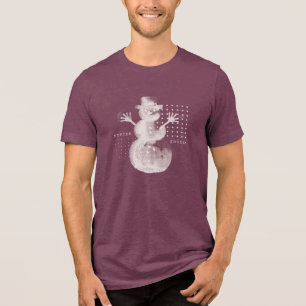 System Frozen Glitch Halftone Snowman Tech T-Shirt Tri-Blend Shirt