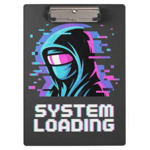 System Loading – Cyber Glitch Hoodie Art Clipboard