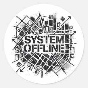 System Offline Brutalist Cyber City Stencil Graphi Classic Round Sticker
