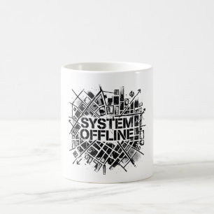 System Offline Brutalist Cyber City Stencil Graphi Coffee Mug