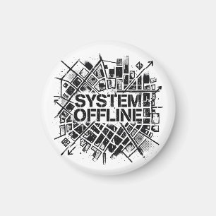 System Offline Brutalist Cyber City Stencil Graphi Magnet