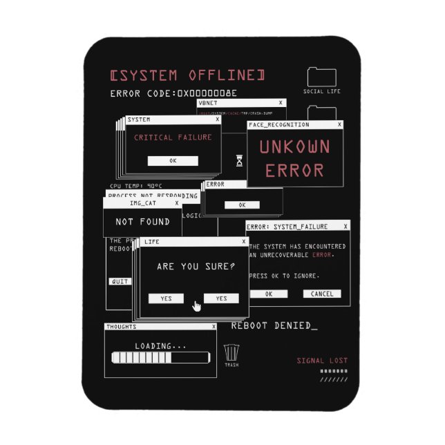 System Offline - Techno-Brutalist Design Magnet (Vertical)