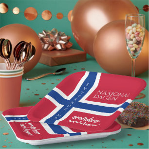 Syttende Mai May 17th Norwegian National Day Flag Paper Plate