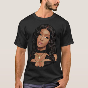 SZA in Black – Luxury Style & Elegant Portrait T-Shirt