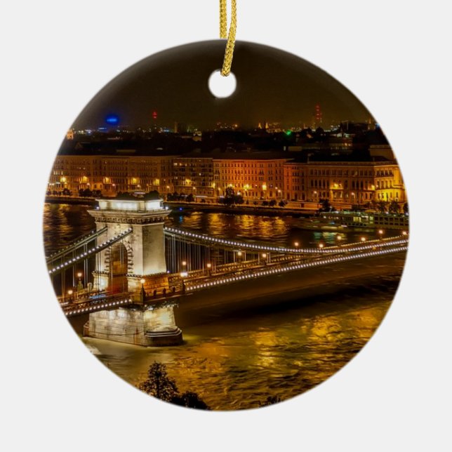 Szechenyi chain bridge ceramic tree decoration (Front)