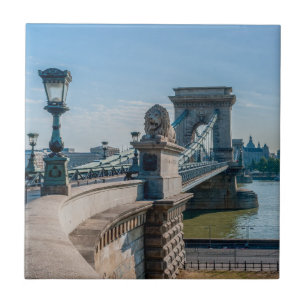 Szechenyi Chain Bridge in Budapest, Hungary Tile