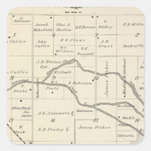 T17S R25E Tulare County Section Map Square Sticker