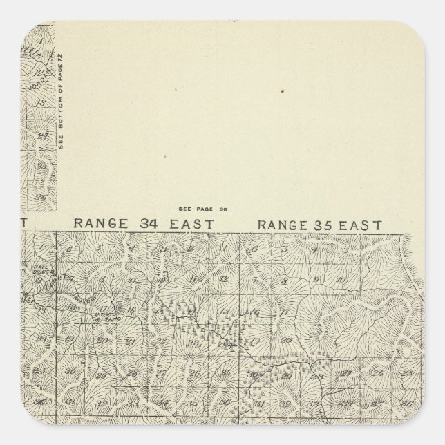 T1820S R3236E Tulare County Section Map Square Sticker (Front)