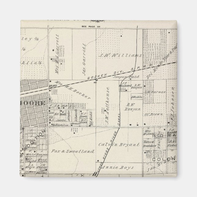 T19S R20E NE 1/4 Tulare County Section Map Magnet (Front)