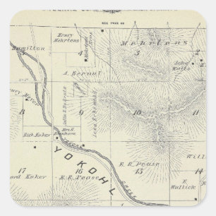 T19S R27E Tulare County Section Map Square Sticker