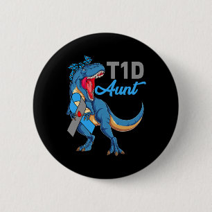 T1d Aunt Type 1 Diabetes Awareness Month Dinosaur 6 Cm Round Badge
