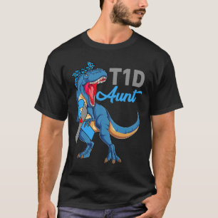T1d Aunt Type 1 Diabetes Awareness Month Dinosaur T-Shirt