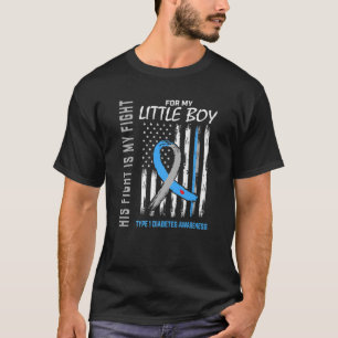 T1D Awareness Little Boy Type One Diabetes Flag Fa T-Shirt