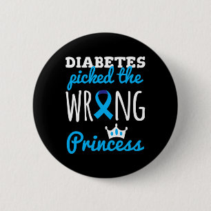 T1d Awareness Princess Girls Diabetic Blue Ribbon  6 Cm Round Badge