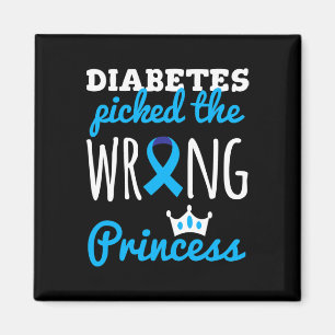 T1D Awareness Princess Girls Diabetic Blue Ribbon Magnet