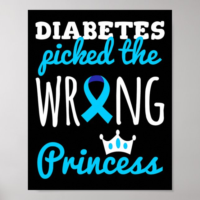 T1d Awareness Princess Girls Diabetic Diabetes Awa Poster (Front)