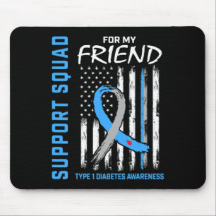 T1D Awareness US Flag Friend Type 1 Diabetes Match Mouse Pad