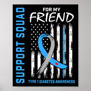 T1D Awareness US Flag Friend Type 1 Diabetes Match Poster