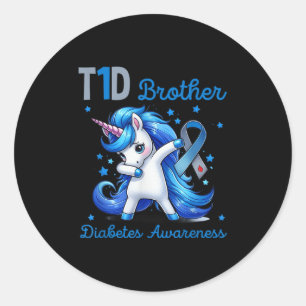 T1d Brother Diabetes Awareness Support Dabbing Uni Classic Round Sticker