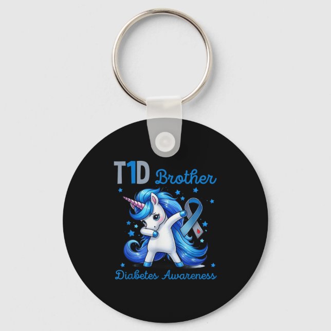 T1d Brother Diabetes Awareness Support Dabbing Uni Key Ring (Front)