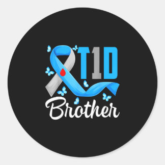 T1d brother type 1 diabetes awareness blue grey classic round sticker