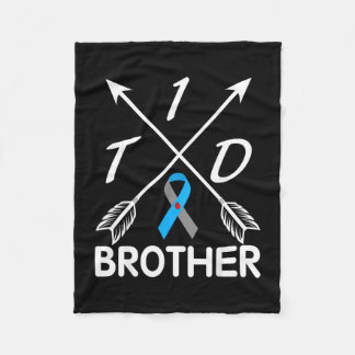 T1d brother type 1 diabetes awareness blue grey fleece blanket