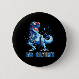 T1D Brother  Type 1 Diabetes Ribbon T Rex Dinosaur 6 Cm Round Badge