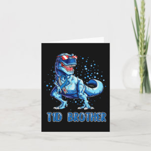T1D Brother  Type 1 Diabetes Ribbon T Rex Dinosaur Card
