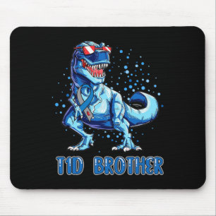 T1D Brother  Type 1 Diabetes Ribbon T Rex Dinosaur Mouse Pad