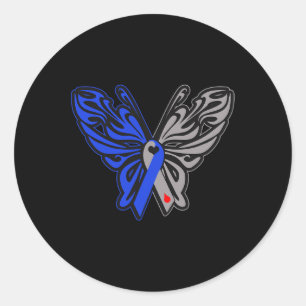 T1D Butterfly Type 1 Diabetes Awareness Ribbon Classic Round Sticker
