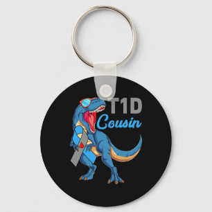 T1d Cousin Type 1 Diabetes Awareness Month Dinosau Key Ring
