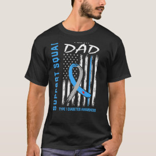 T1D Dad Father Type 1 Diabetes Awareness Flag Back T-Shirt