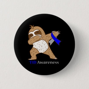 T1D Diabetes Awareness Ribbon Dabbing Sloth Warrio 6 Cm Round Badge