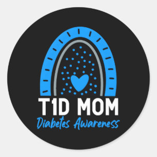 T1D Diabetes Day S Type 1 Diabetic Mum Rainbow Classic Round Sticker