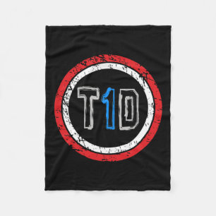 T1d Emblem Type 1 Diabetes Awareness Fleece Blanket