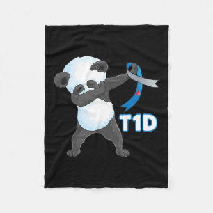 T1d Fun Cute Dabbing Panda Type 1 Diabetes Awarene Fleece Blanket