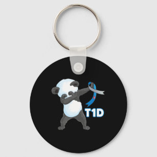 T1D Fun Cute Dabbing panda Type 1 Diabetes Awarene Key Ring