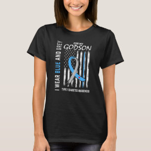 T1d Godson Type 1 Diabetes Awareness American Flag T-Shirt