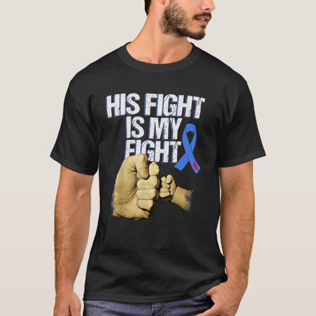 T1d Her Fight Is My Fight Diabetes Awareness Blue  T-Shirt (Front)