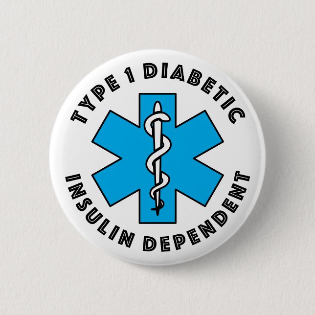 T1d Medical Alert [Cyan] 6 Cm Round Badge (Front)
